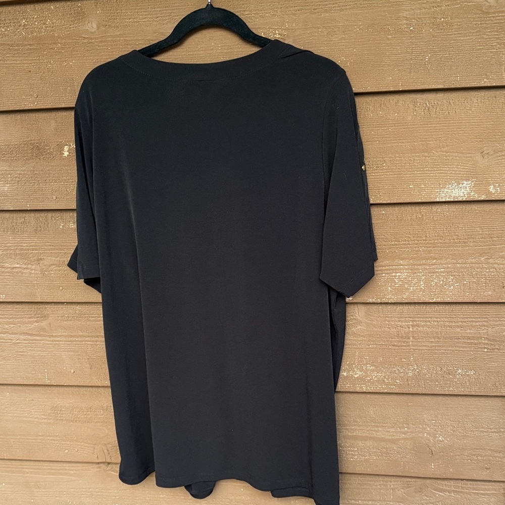 Susan Graver Black Blouse with Gold Button Details - Picture 6 of 7